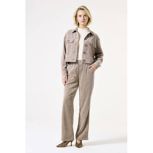 Garcia corduroy straight regular waist broek taupe afbeelding