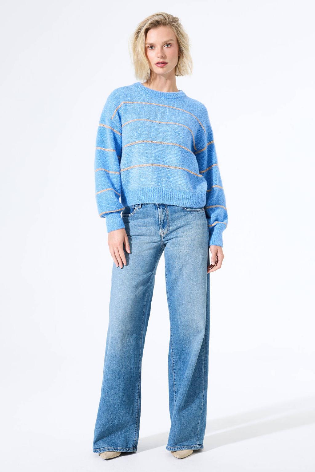 Garcia gestreepte pullover blauw met lurex