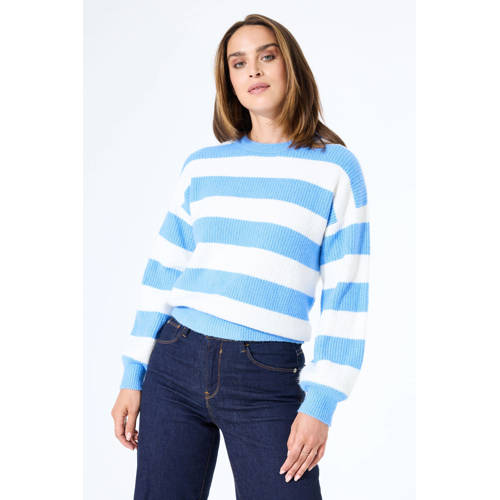 Garcia gestreepte gebreide trui met wol blauw afbeelding