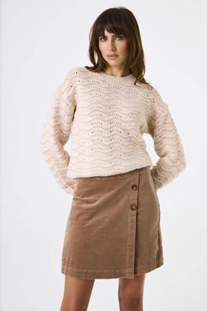 corduroy A-lijn rok bruin