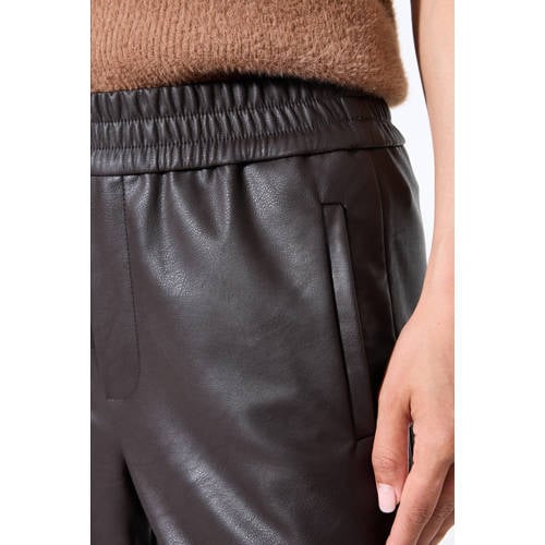 Garcia imitatieleren wide leg regular waist broek bruin afbeelding