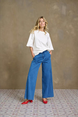 straight leg jeans medium blue denim