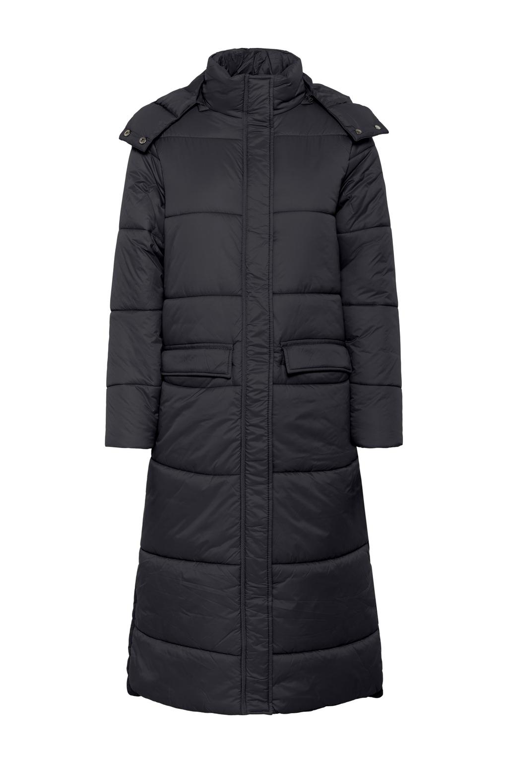 Zwarte dames Cream winterjas van polyamide met effen, lange mouwen en capuchon