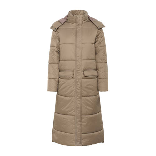 Cream winterjas beige afbeelding
