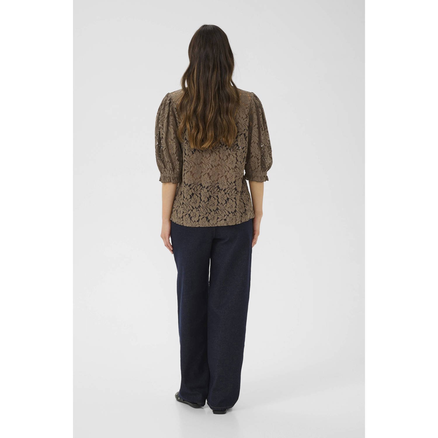 Cream blousetop lichtbruin