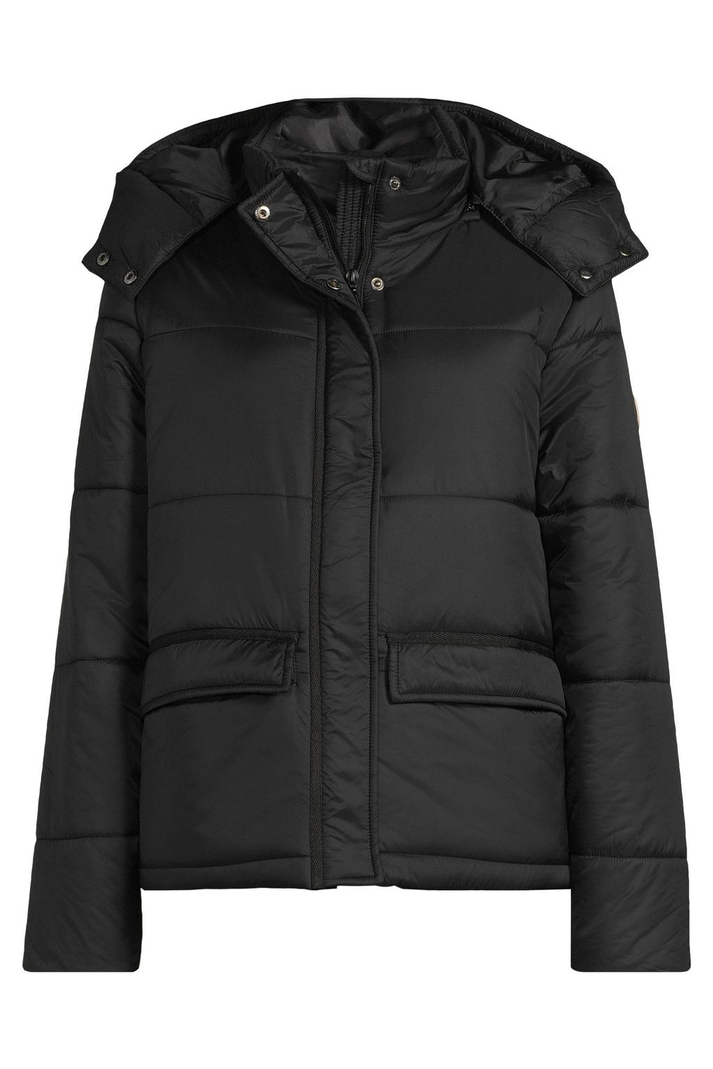 Zwarte dames Cream winterjas van polyamide met effen, lange mouwen en capuchon
