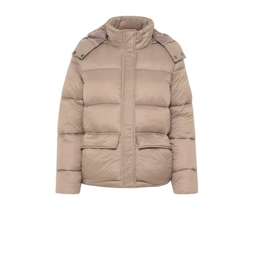 Cream winterjas beige afbeelding