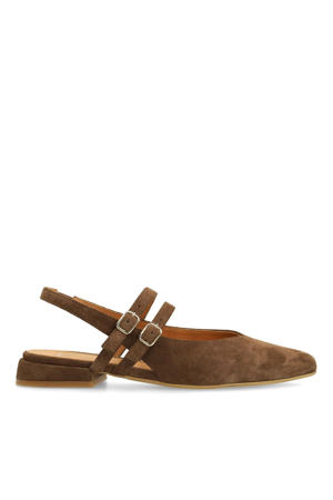 suède slingback loafers bruin
