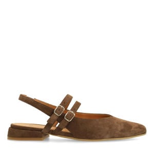 suède slingback loafers bruin
