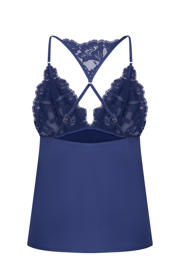thumbnail: Hunkemöller Noir satijnlook pyjamatop blauw