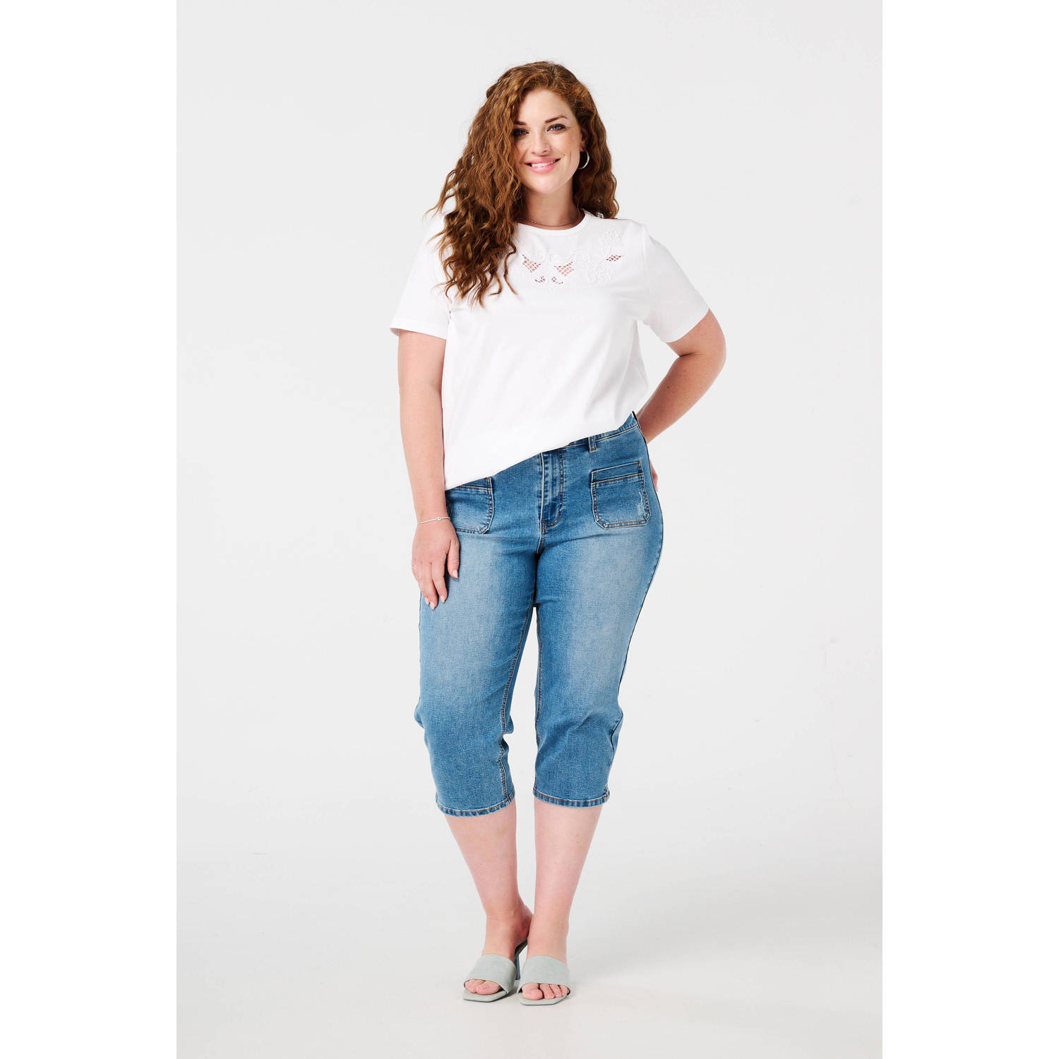 MS Mode capri jeans medium blue denim