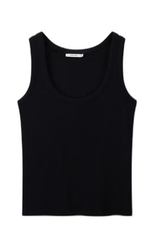 singlet zwart rib gebreid