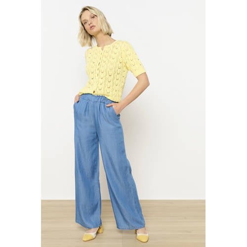 LOLALIZA denim wide leg high waist broek medium blue denim afbeelding