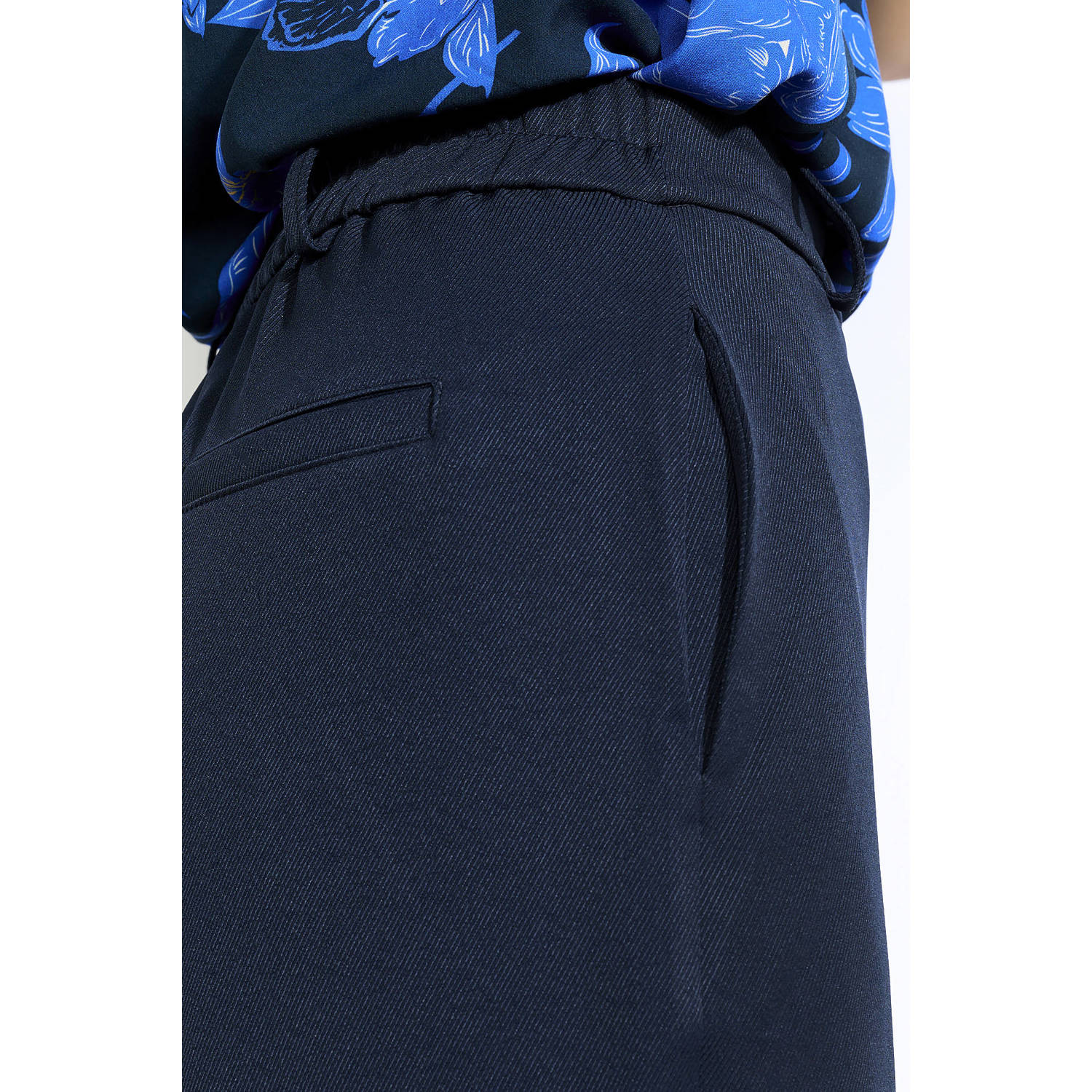 LOLALIZA wide leg regular waist broek donkerblauw