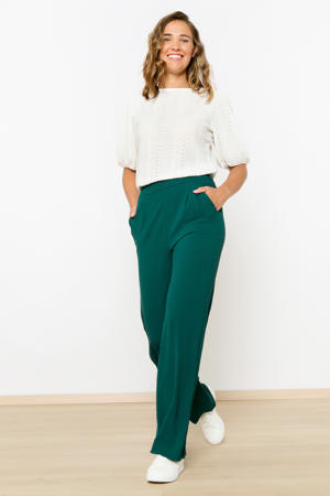 wide leg high waist broek donkergroen