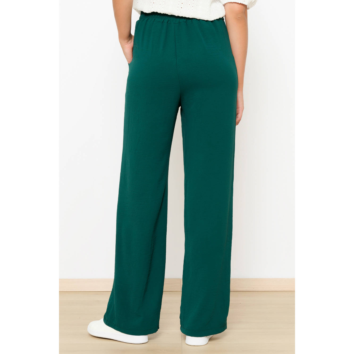 LOLALIZA wide leg high waist broek donkergroen