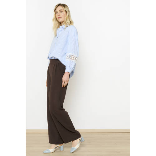 LOLALIZA wide leg high waist broek donkerbruin afbeelding
