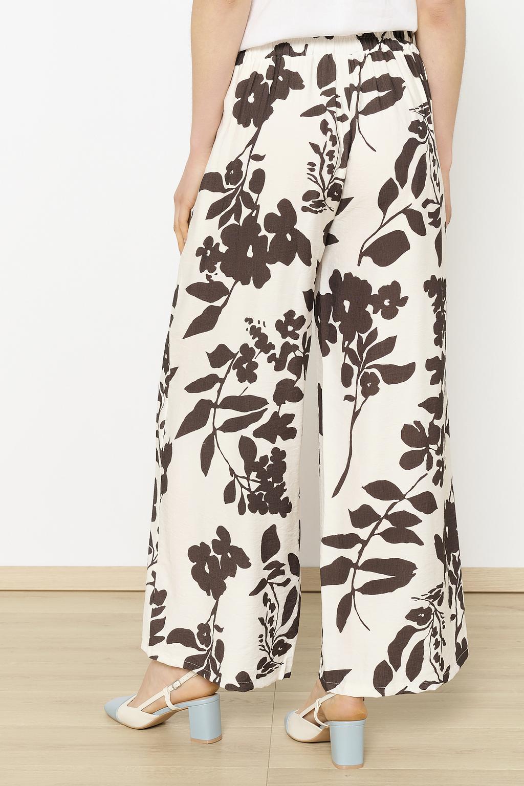 Donkerbruin en ecru dames LOLALIZA wide leg high waist broek