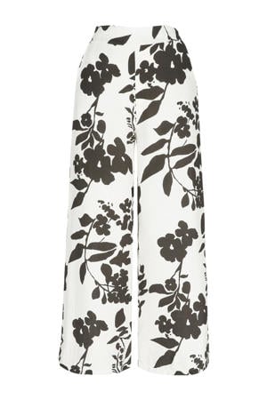 wide leg high waist broek donkerbruin