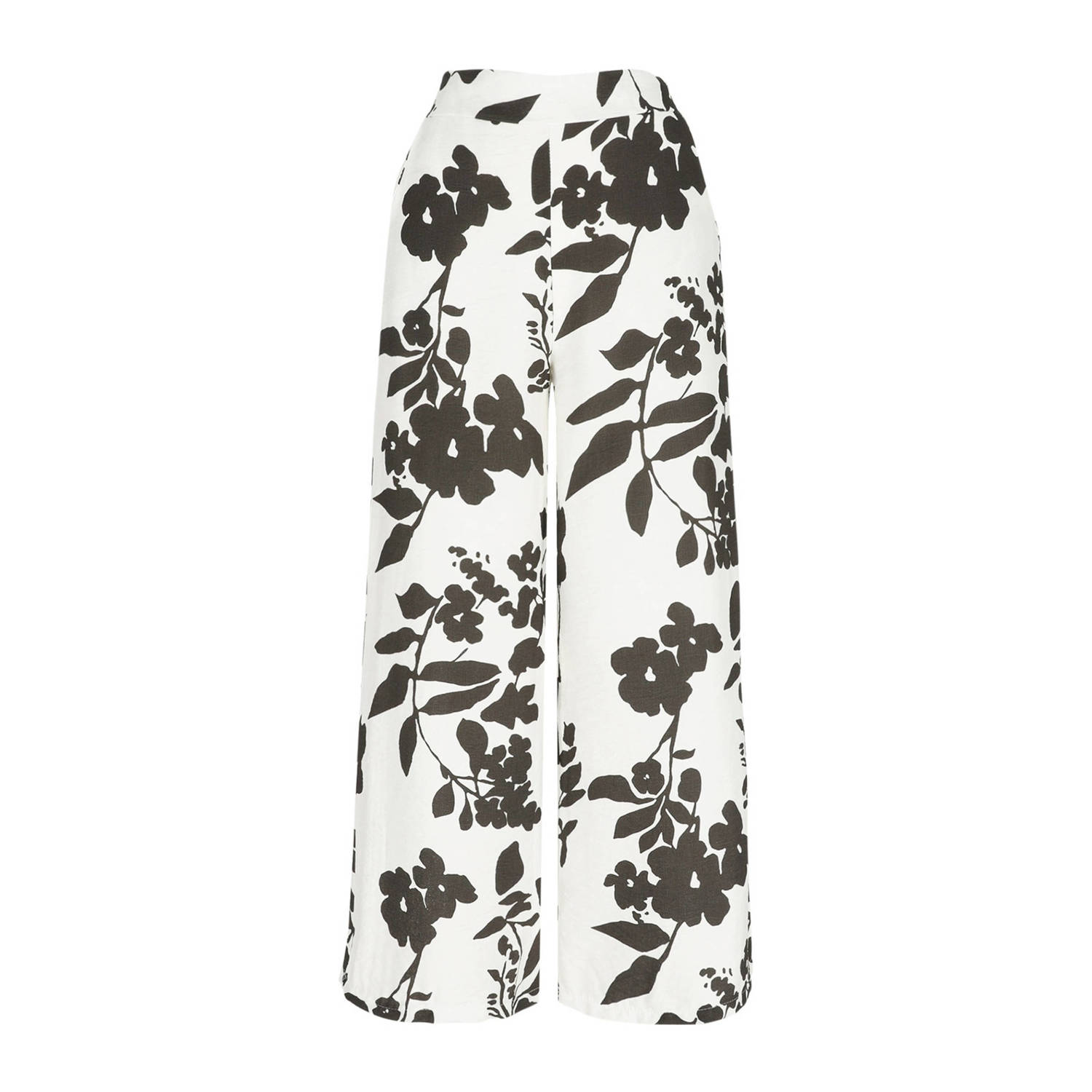 LOLALIZA wide leg high waist broek donkerbruin