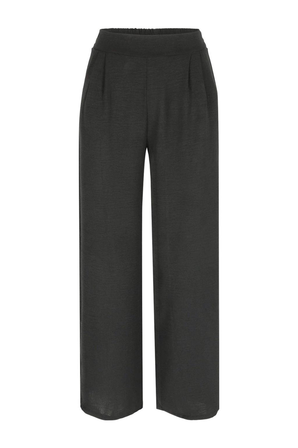 Zwarte dames LOLALIZA wide leg high waist broek met effen