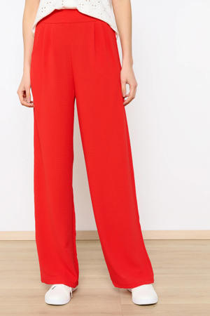 wide leg high waist broek rood