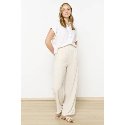 LOLALIZA wide leg high waist broek beige afbeelding