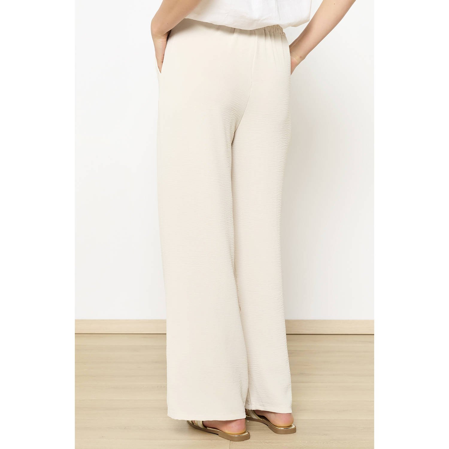 LOLALIZA wide leg high waist broek beige