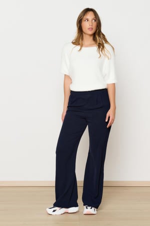 wide leg high waist broek donkerblauw
