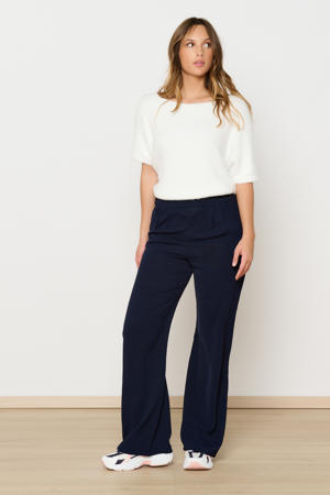wide leg high waist broek donkerblauw