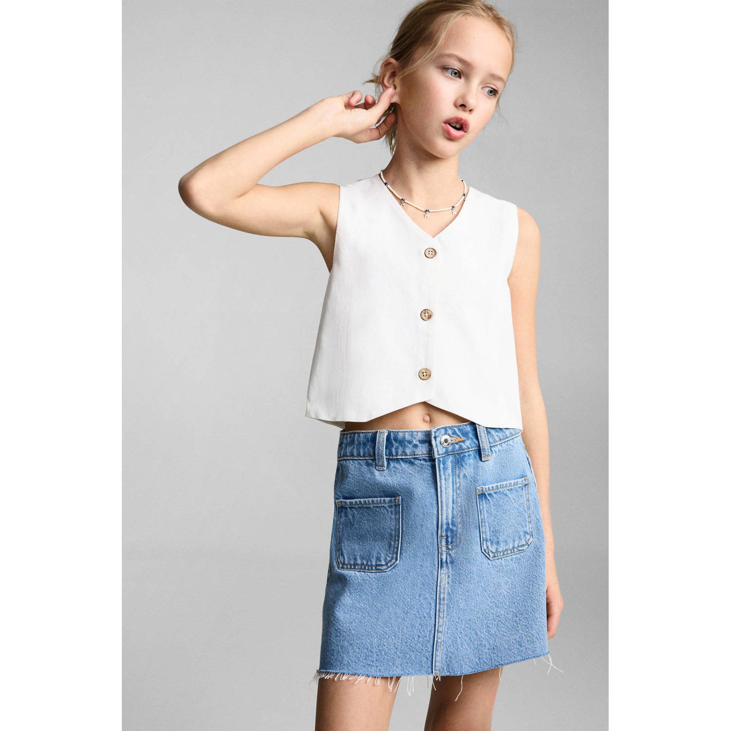 Mango Kids denim spijkerrok light blue denim