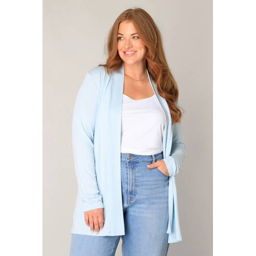 Base Level Curvy vest lichtblauw fijn gebreid afbeelding