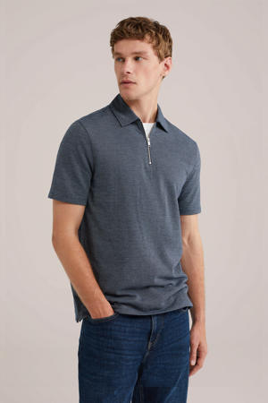 slim polo donkerblauw