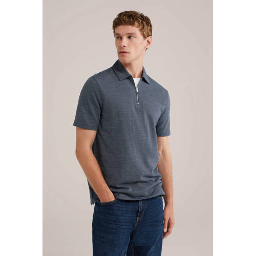 WE Fashion slim polo donkerblauw afbeelding