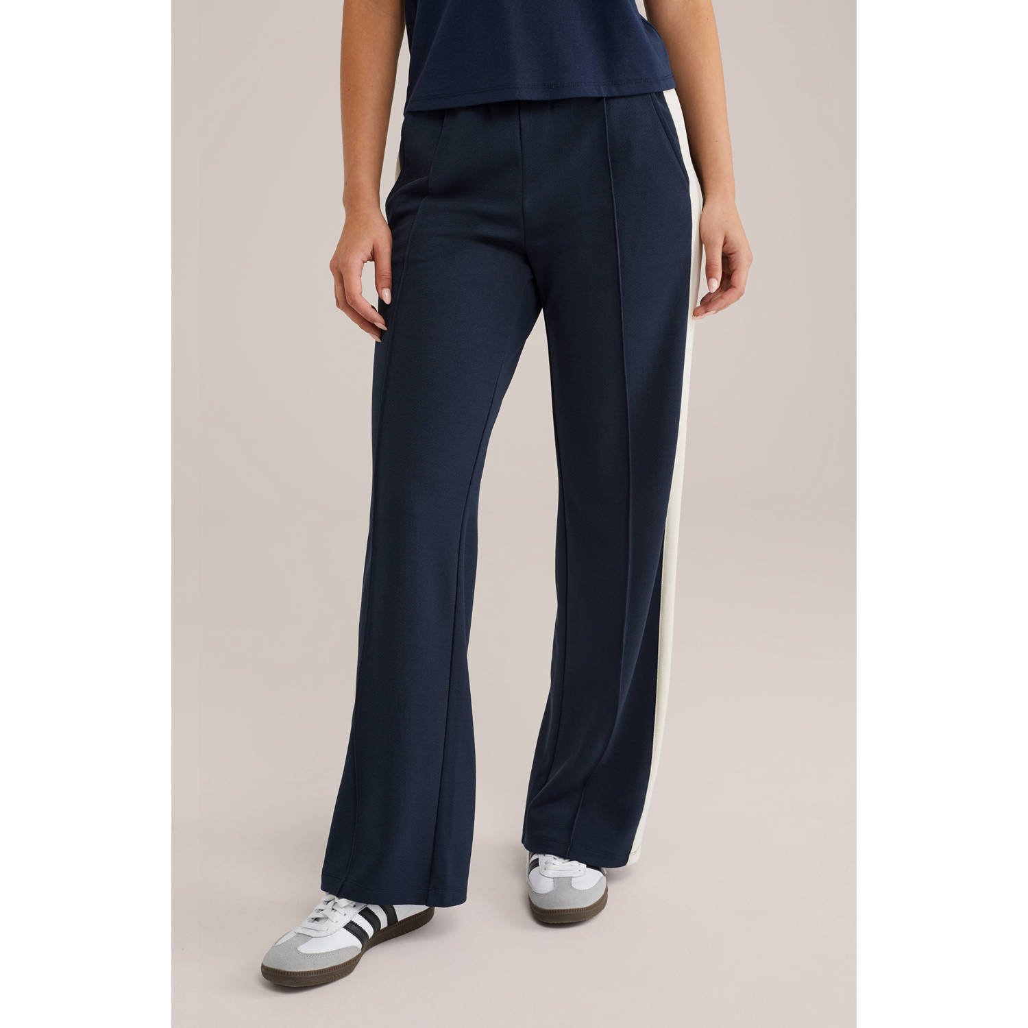 WE Fashion straight regular waist broek donkerblauw