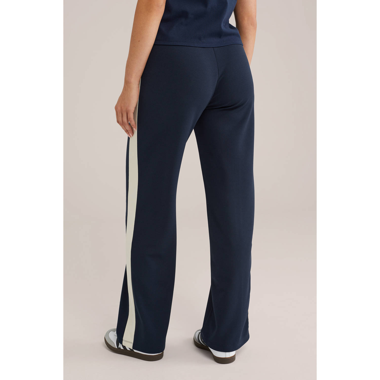 WE Fashion straight regular waist broek donkerblauw