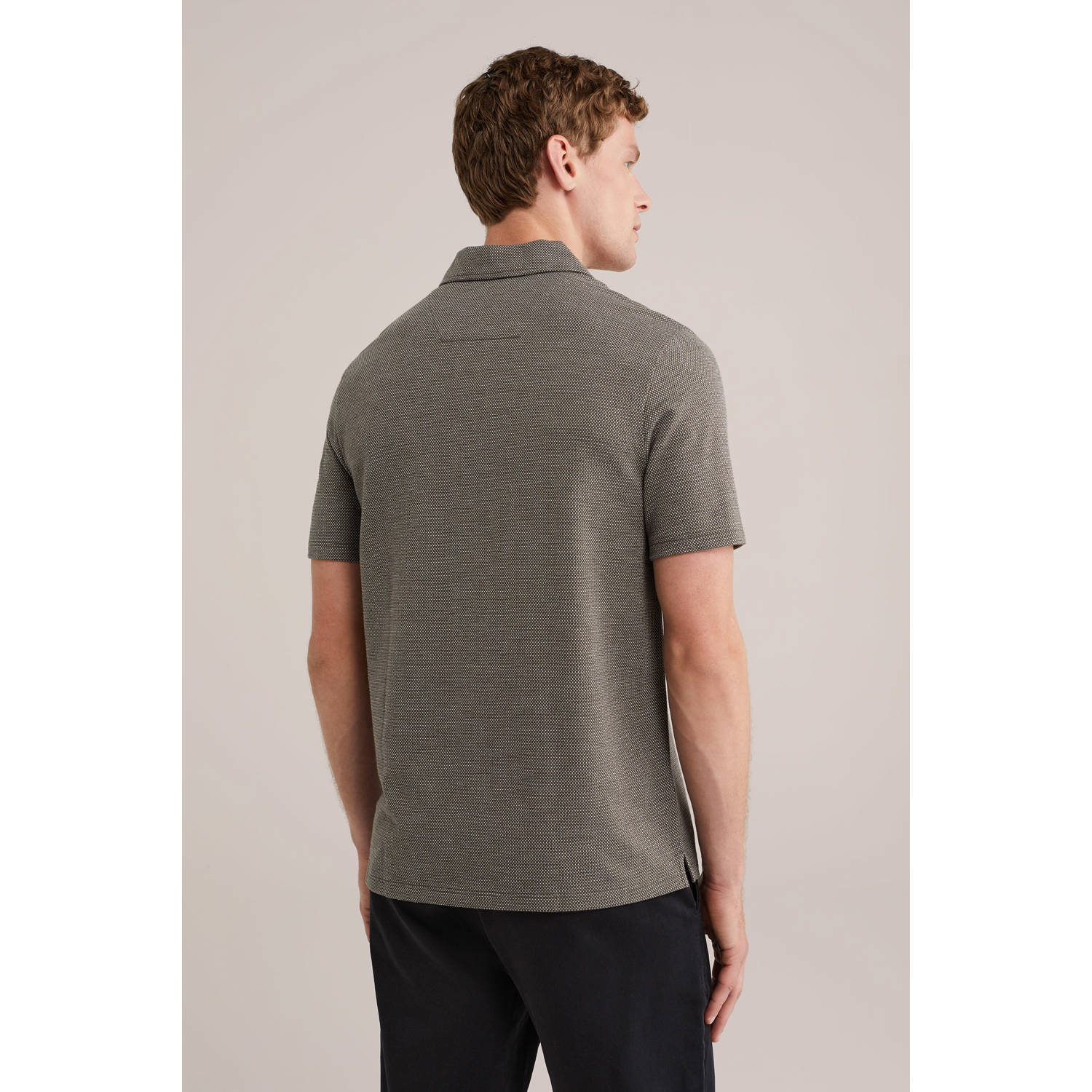 WE Fashion slim polo donkergroen