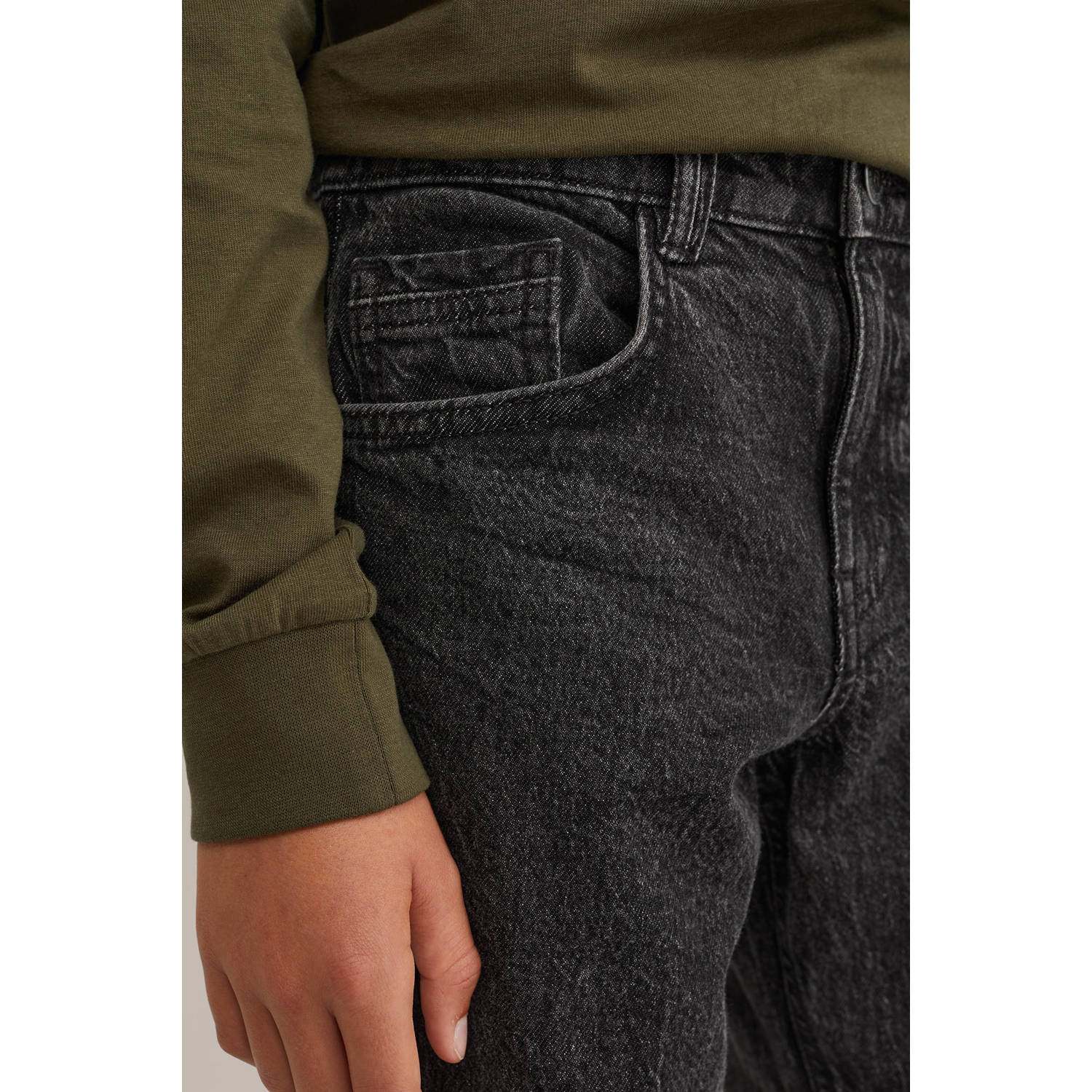 WE Fashion waist straight leg jeans black denim