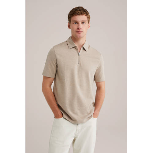 WE Fashion slim polo beige afbeelding
