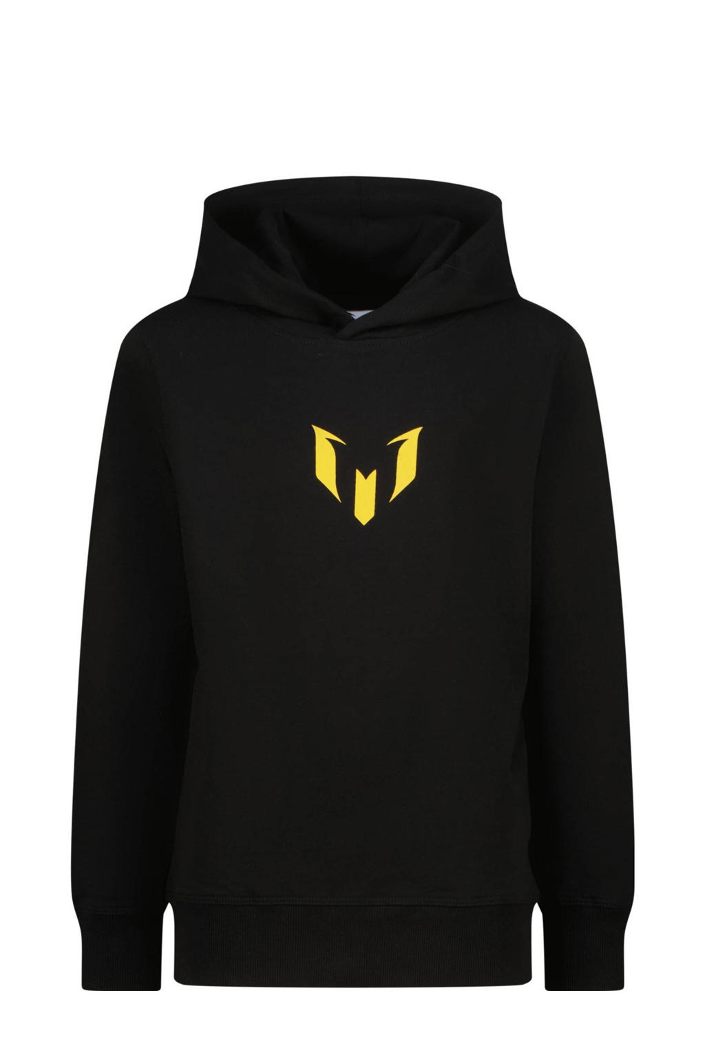 Zwarte jongens Messi hoodie van sweat materiaal met backprint, lange mouwen en capuchon