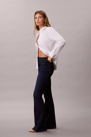 flared jeans dark blue denim