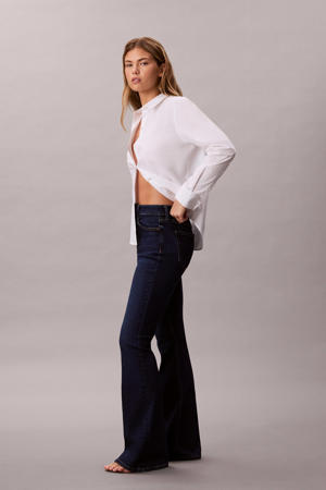 flared jeans dark blue denim