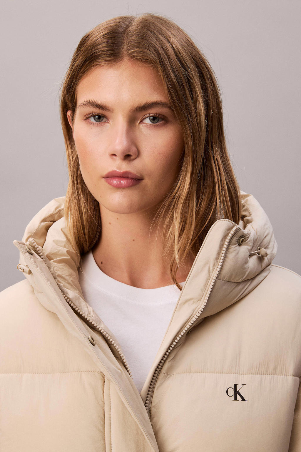 Calvin Klein Jeans Cream Polyamide Coat