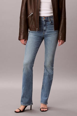 straight leg jeans medium blue denim