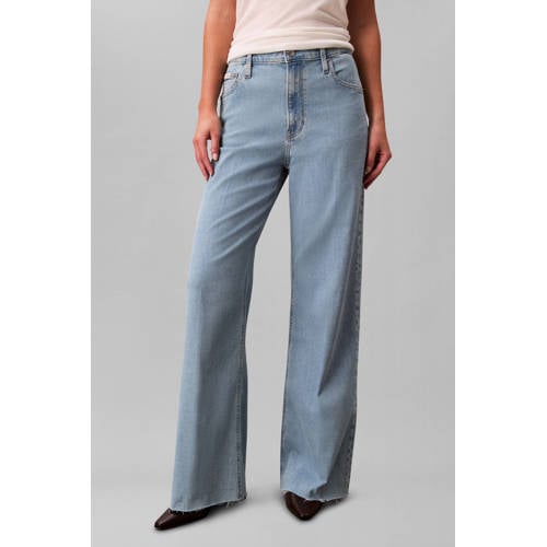 CALVIN KLEIN JEANS high waist wide leg jeans light blue denim afbeelding