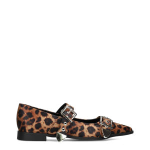 Gulia loafers met panterprint cognac