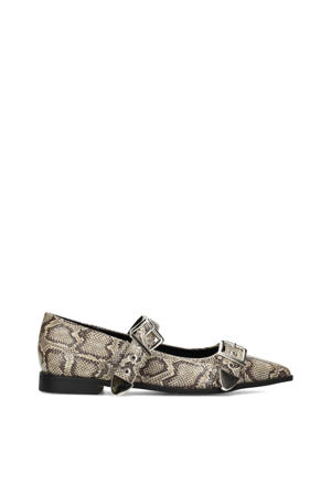 Gulia loafers met slangenprint grijs