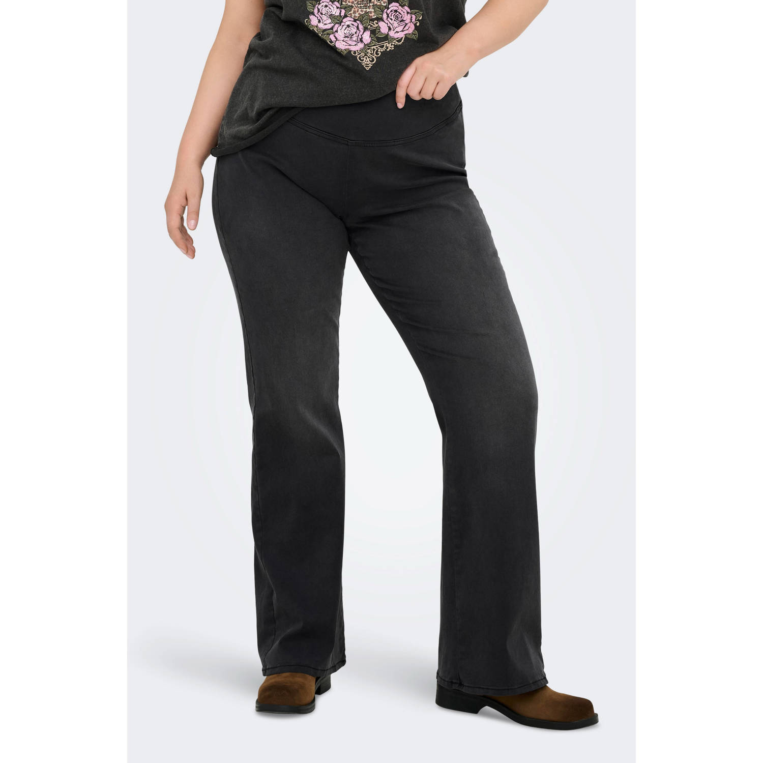 ONLY CARMAKOMA high waist flared jeans zwart