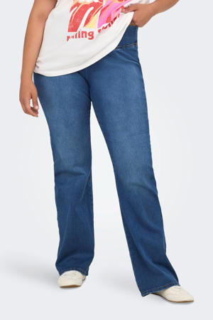 high waist flared jeans dark blue denim