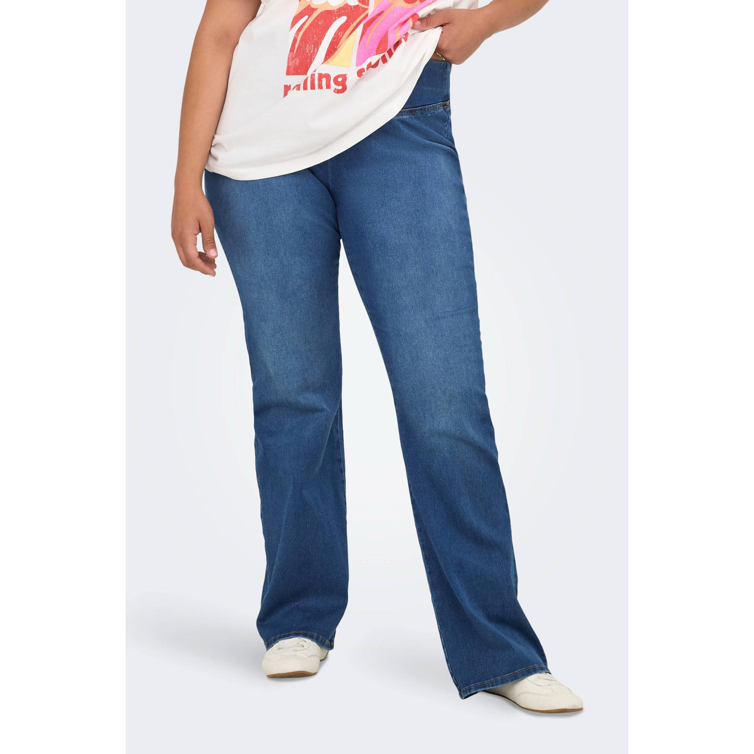 ONLY CARMAKOMA high waist flared jeans dark blue denim
